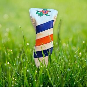 UF Gators Leather Driver Headcover with Blue and Orange Stripes